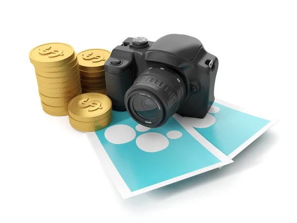 3D obrázek: obchodní technologie. Vydělávat peníze ve fotografii — Stock fotografie