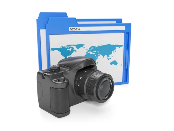 3D-Abbildung: fotografiya.fotoapparat und der Browser. Verkauf i — Stockfoto