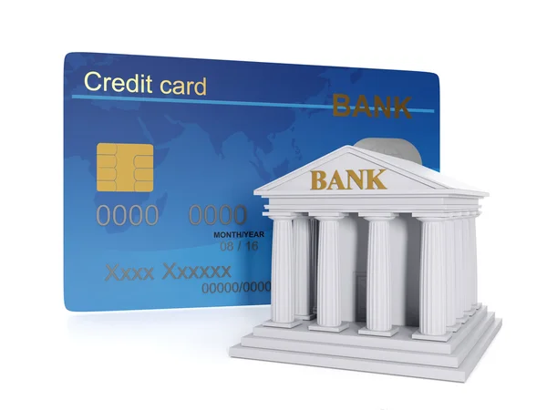 3D illustratie van: Finance en credit. Credit card en bank bui — Stockfoto