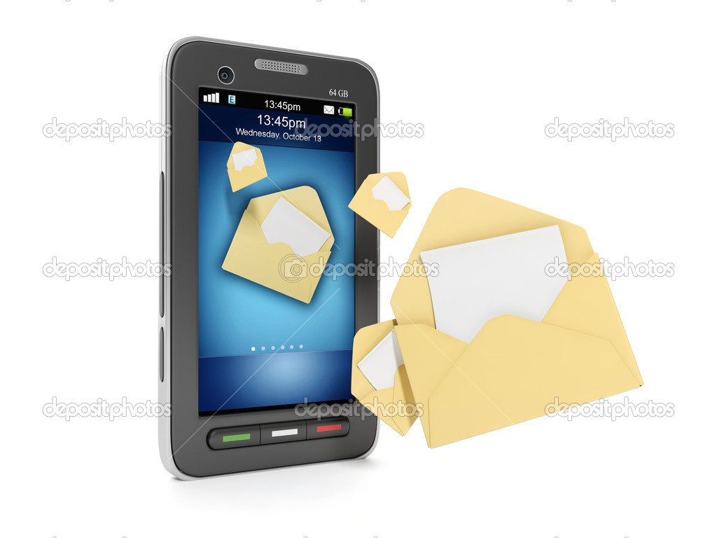 3d illustration: Concept mobile phone and tehnoogii. Sending SMS