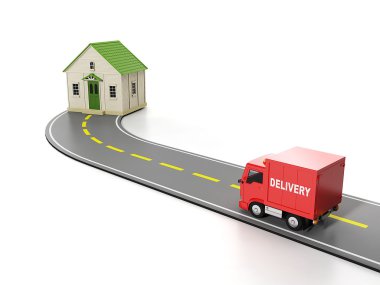 3d illustration: Transportation, cargo. Free home delivery