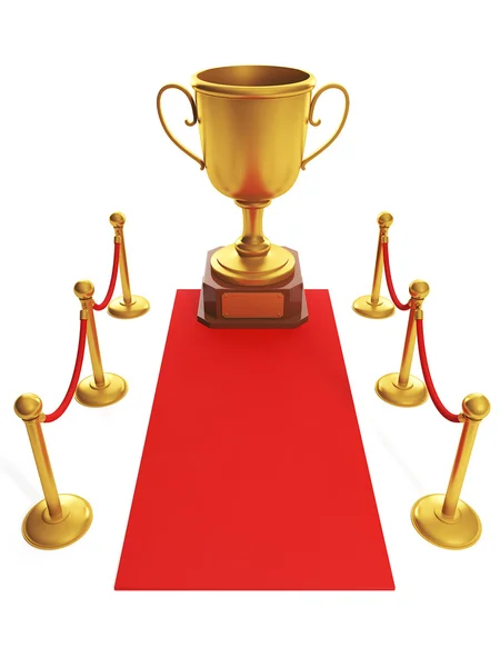 3d illustration: sports awards. Red carpet leading to the Cup — Stock Photo, Image