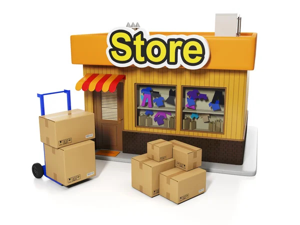 Illustration 3d : Vente et achat. Livraison des marchandises au sto — Photo