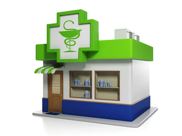 3D-Illustration: Medizin. Apothekengebäude — Stockfoto