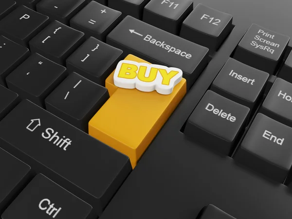 3d illustration of computer technologies. Keyboard with buy. — Stock Photo, Image