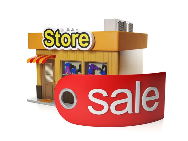 Illustration 3d : Vente et achat. Vente magasin et étiquette, holida — Photo