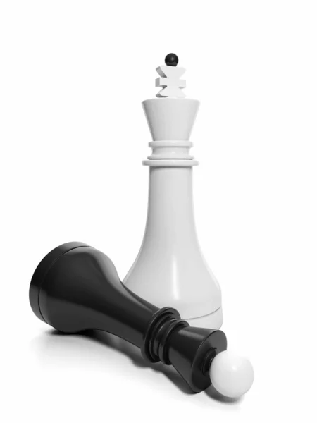 Die Idee mit dem Schach. Gruppe von Schwarz-Weiß-Schachfiguren. eins Stockbild