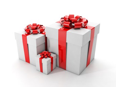 beyaz zemin üzerinde grup hediyeler. Tatilden selamlar