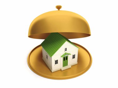 Daire bir hediye olarak. altın tepside yeni ev satın House