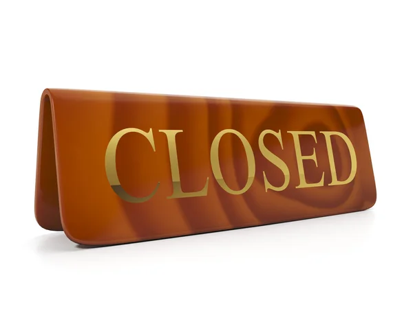 A sign on the desk with a large gold lettering closed — Stock Photo, Image