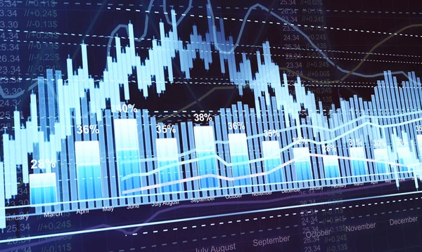 Unternehmensstatistiken und Analysen, glühendes Blatt beznes statisti — Stockfoto