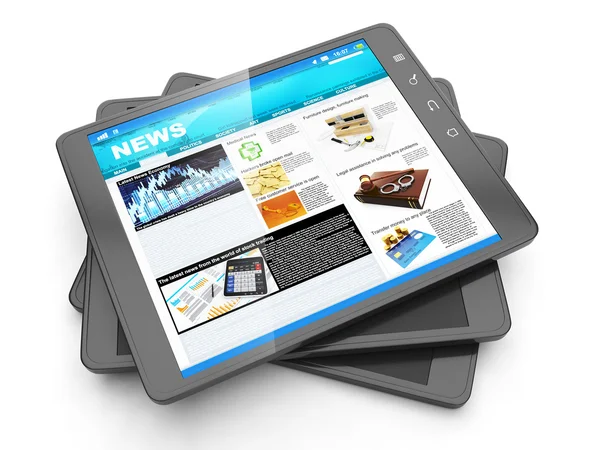 Nyheter från internet, tablet pc och det färska sida navostey — Stockfoto