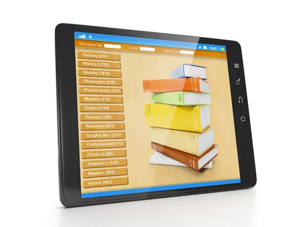 Book reader for your Tablet PC. Tablet closeup eReader books — Stock Photo, Image