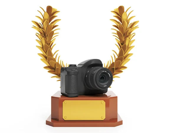 Award beste film. beker in de vorm van takken en een camera — Stockfoto