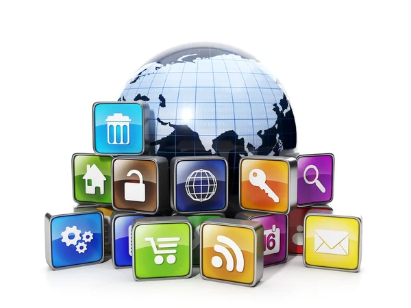 Download mobile OFFER from the Internet. Icons mobile applicatio — Stock Photo, Image