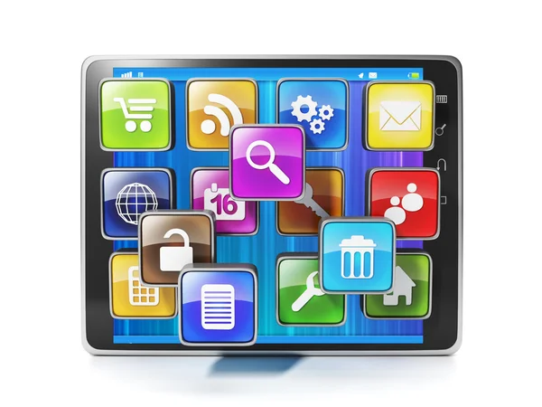 Download mobile app for your aypad. Icons in the form of mobile — Stock Photo, Image