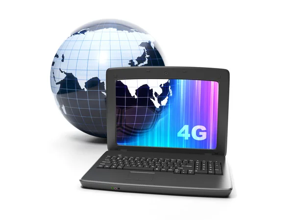 Internet technology. 4g internet connection speed. Earth and not — Stock Photo, Image