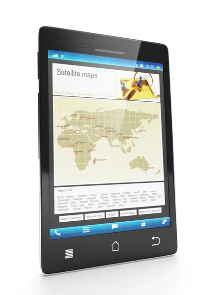 Mobile technology. Loading new city maps on a mobile phone — Stock Photo, Image