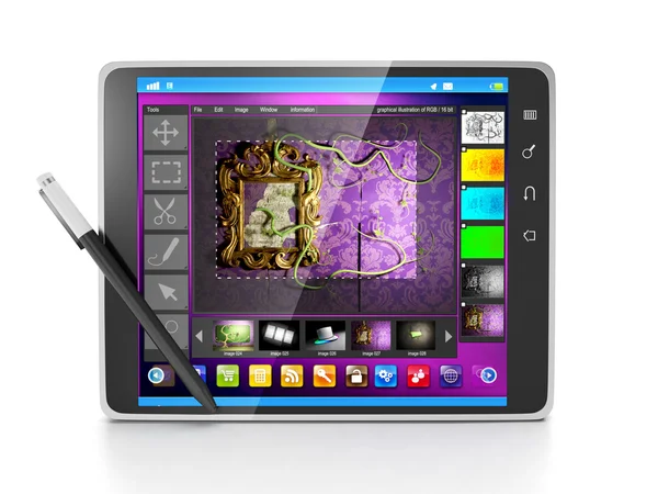 Programs for mobile computer. The graphics for the Tablet PC — Stock Photo, Image