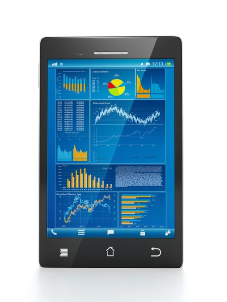 Mobiele technologie voor het bedrijfsleven. mobiele telefoon close-up met beh Stockafbeelding