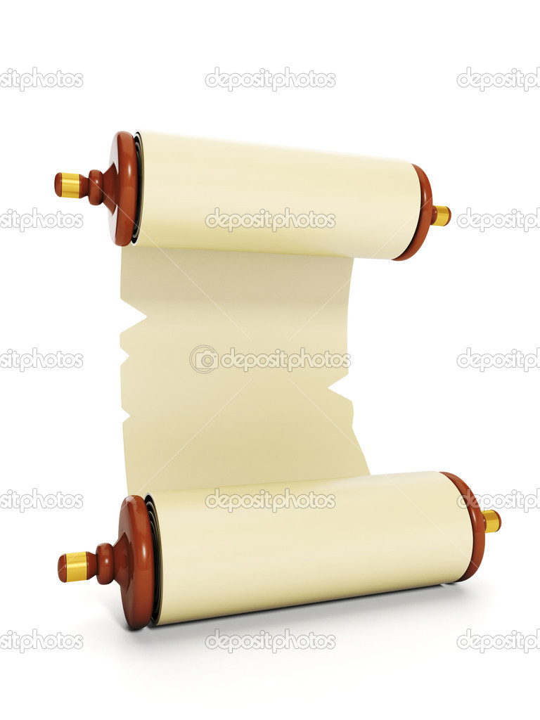Artistic illustration of parchment close up on white background
