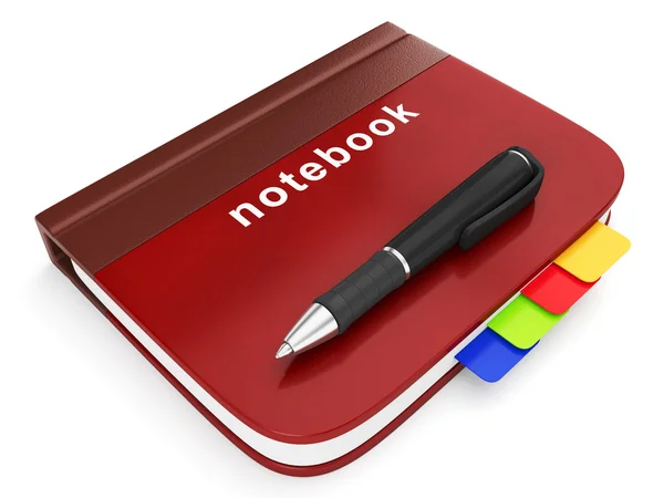 Grafika przedstawiająca notebooka za pomocą pióra. Pisanie w notatniku, nie — Zdjęcie stockowe
