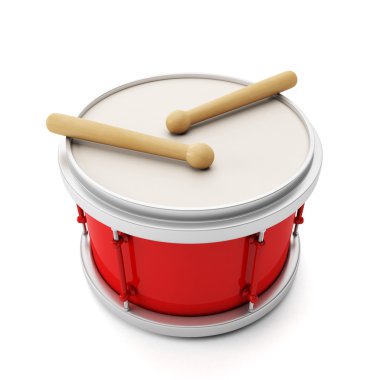 yemek çubukları ile beyaz bir arka planda müzik büyük kırmızı davul