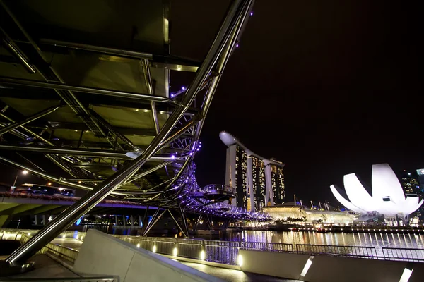 Ponte Helix e Marina Bay Sands Fotos De Bancos De Imagens Sem Royalties