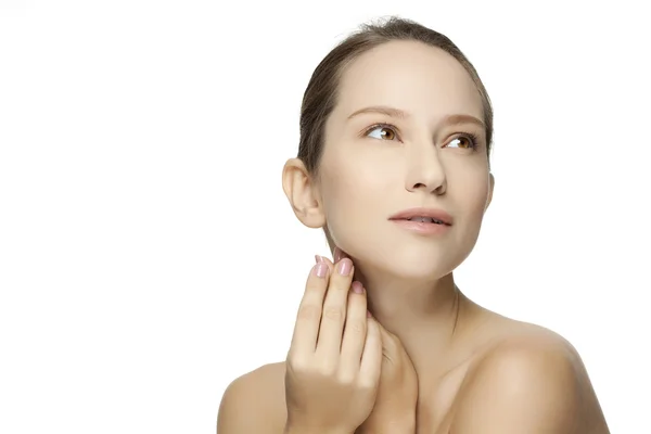 Beautiful face of a young caucasian woman — Stock Photo, Image