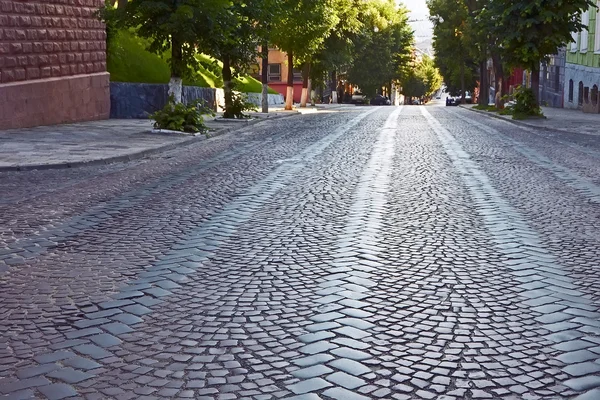 Wide cobbled road — Stock Photo, Image