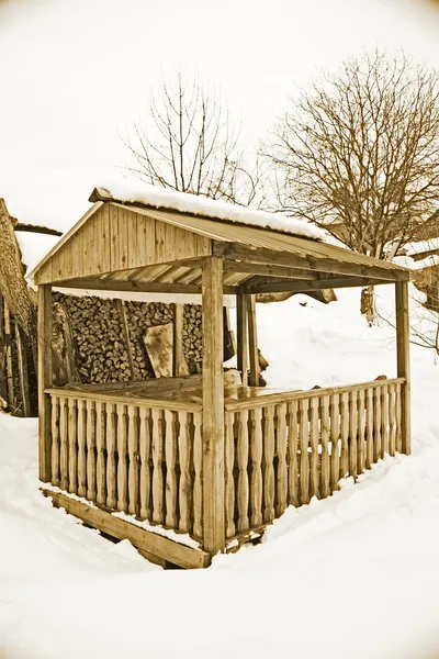 Porche exterior en invierno, vintage — Foto de Stock