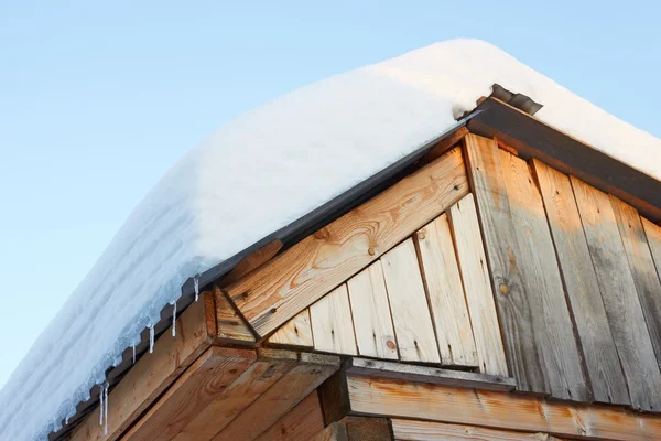 Roof of rustic wooden with snow — Stock Photo, Image