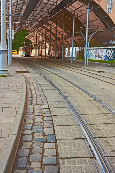 Tram station with a canopy — Stock Photo, Image