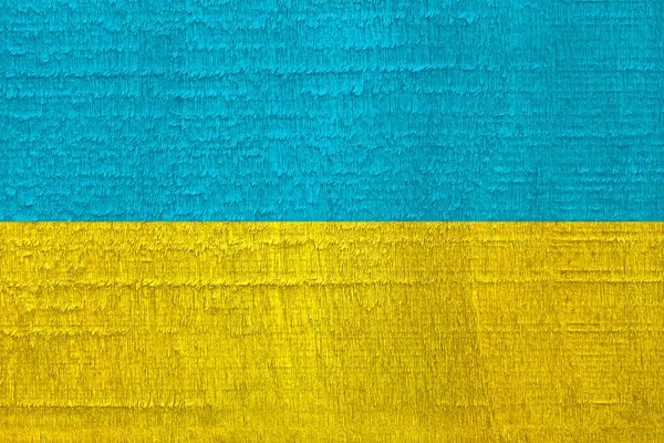 Ukrajinská Vlajka Modrou Žlutou Barvou Namalovanou Staré Suché Dřevěné Textuře — Stock fotografie