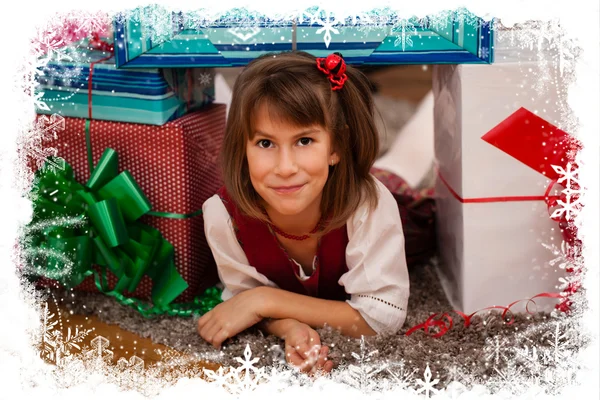 Kids with their christmas presents — Stock Photo, Image