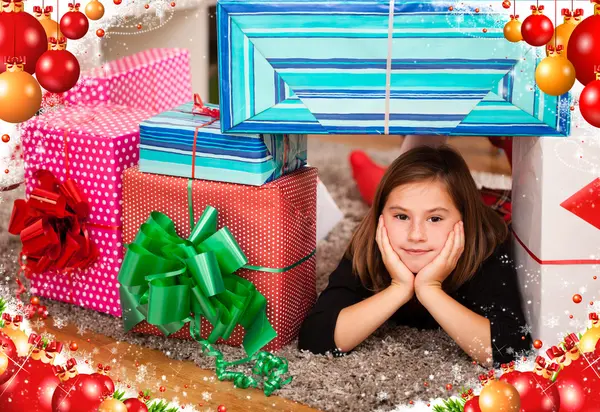 Kids with their christmas presents — Stock Photo, Image