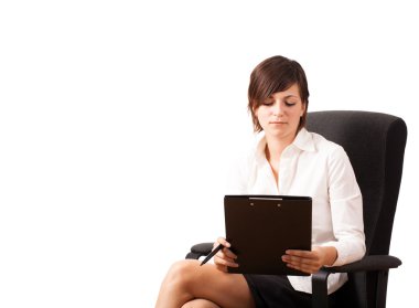 genç kadın wihteboard üzerinde sunulması