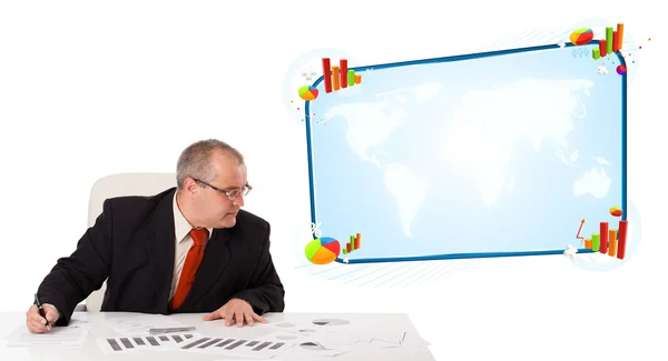 Businessman sitting at desk with copy space — Stock Photo, Image