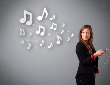 şarkı ve müzik ile müzik n genç ve güzel kadın