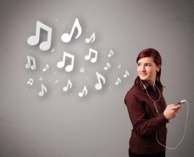 şarkı ve müzik ile müzik n genç ve güzel kadın