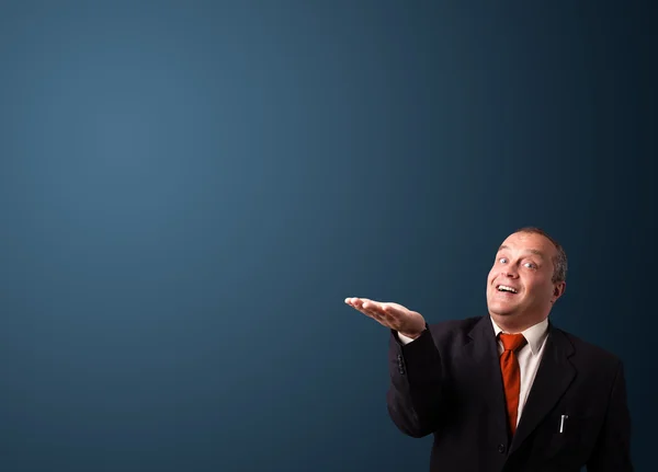 Funny businessman gesturing with copy space Stock Photo