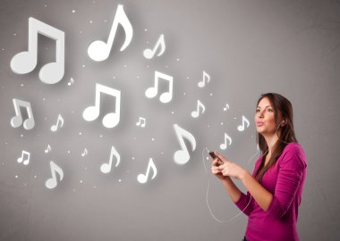 şarkı ve müzik ile müzik n genç ve güzel kadın