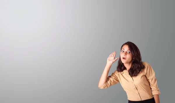 Mujer bonita gesto con espacio de copia —  Fotos de Stock