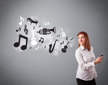 şarkı ve müzik musica ile güzel bir genç kadın