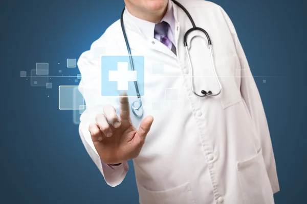 Doctor pressing modern medical type of button — Stock Photo, Image