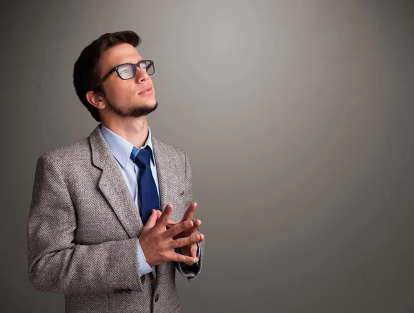 Young man thinking with empty copy space — Stock Photo, Image