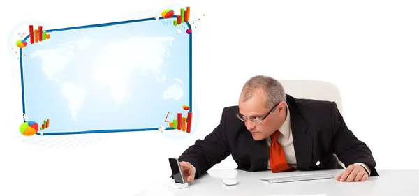 Businessman sitting at desk with copy space — Stock Photo, Image