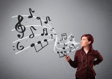 şarkı ve müzik musica ile çekici genç hanım