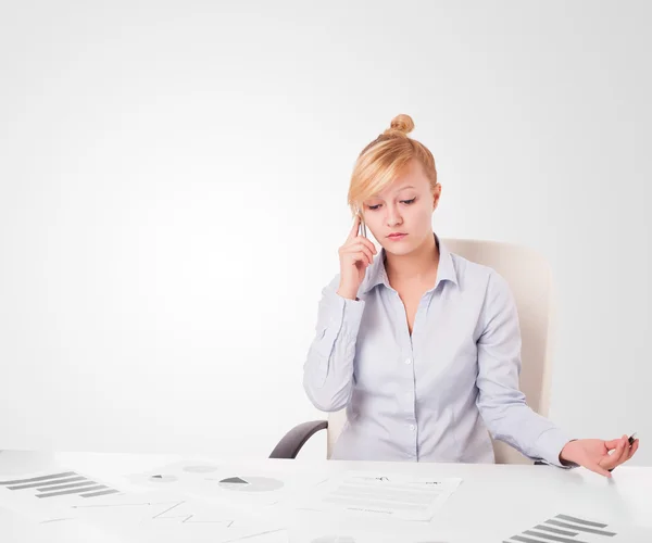 Young businesswoman with plain white copy space — Stock Photo, Image
