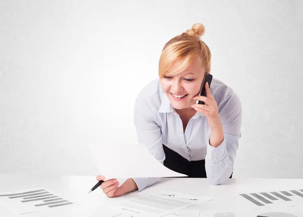 Young businesswoman with plain white copy space — Stock Photo, Image